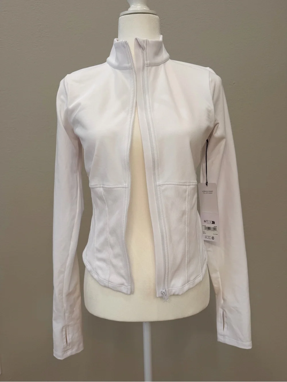 ALO Yoga Airbrush Corset Full Zip Jacket White Size M NWT Sculpting Thumbholes